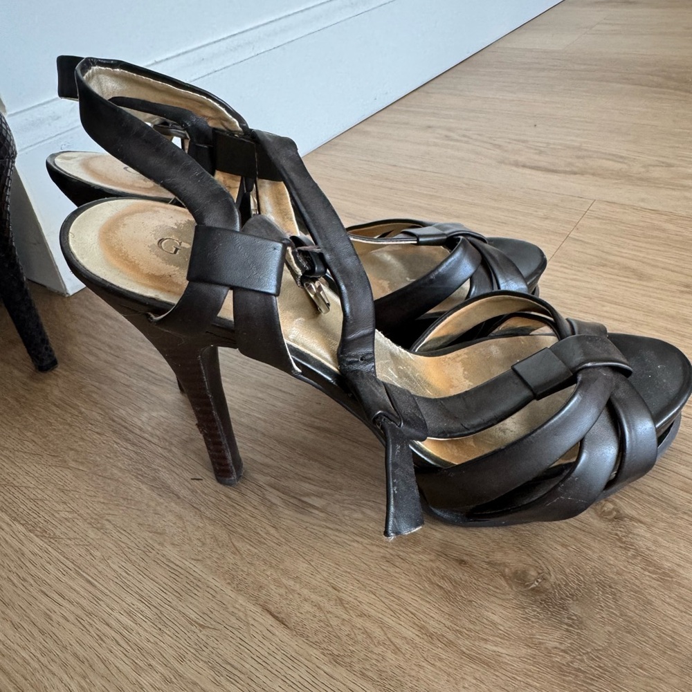 Guess Black Strappy Heels